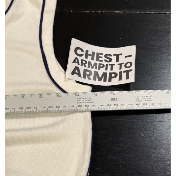 NWT Zara Sleeveless Top Stretch Knit Preppy Nautical White Navy Women’s Small - Picture 8 of 9